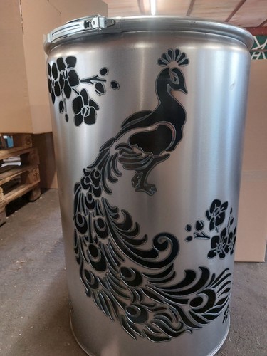 Feuertonne mit pfau motiv - feuertonne,