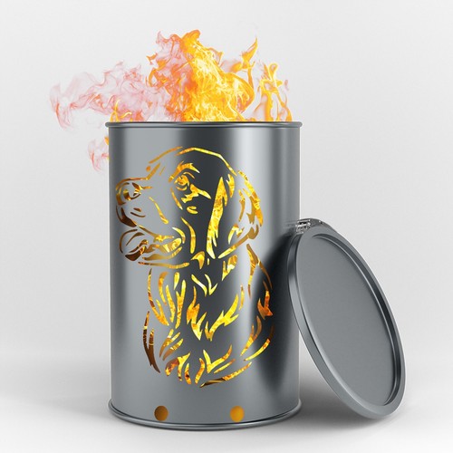 Feuertonne mit golden - -,